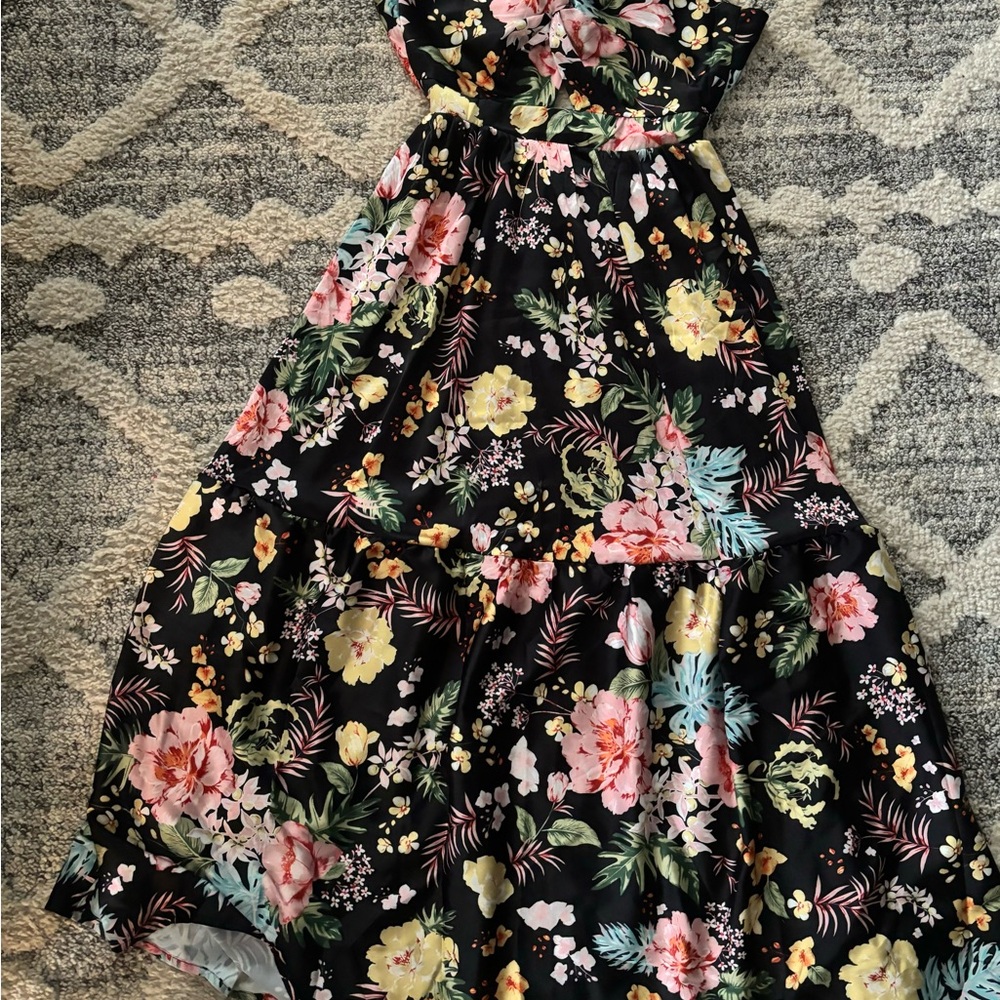 Cupshe Black Pink Backless Tie Front Sundress - Picture 2 of 7